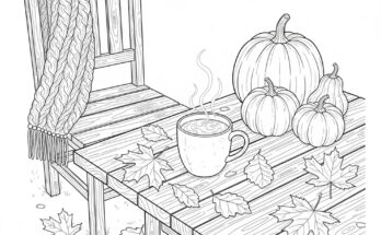 Gemini said A black and white line art coloring page of a cozy indoor scene.